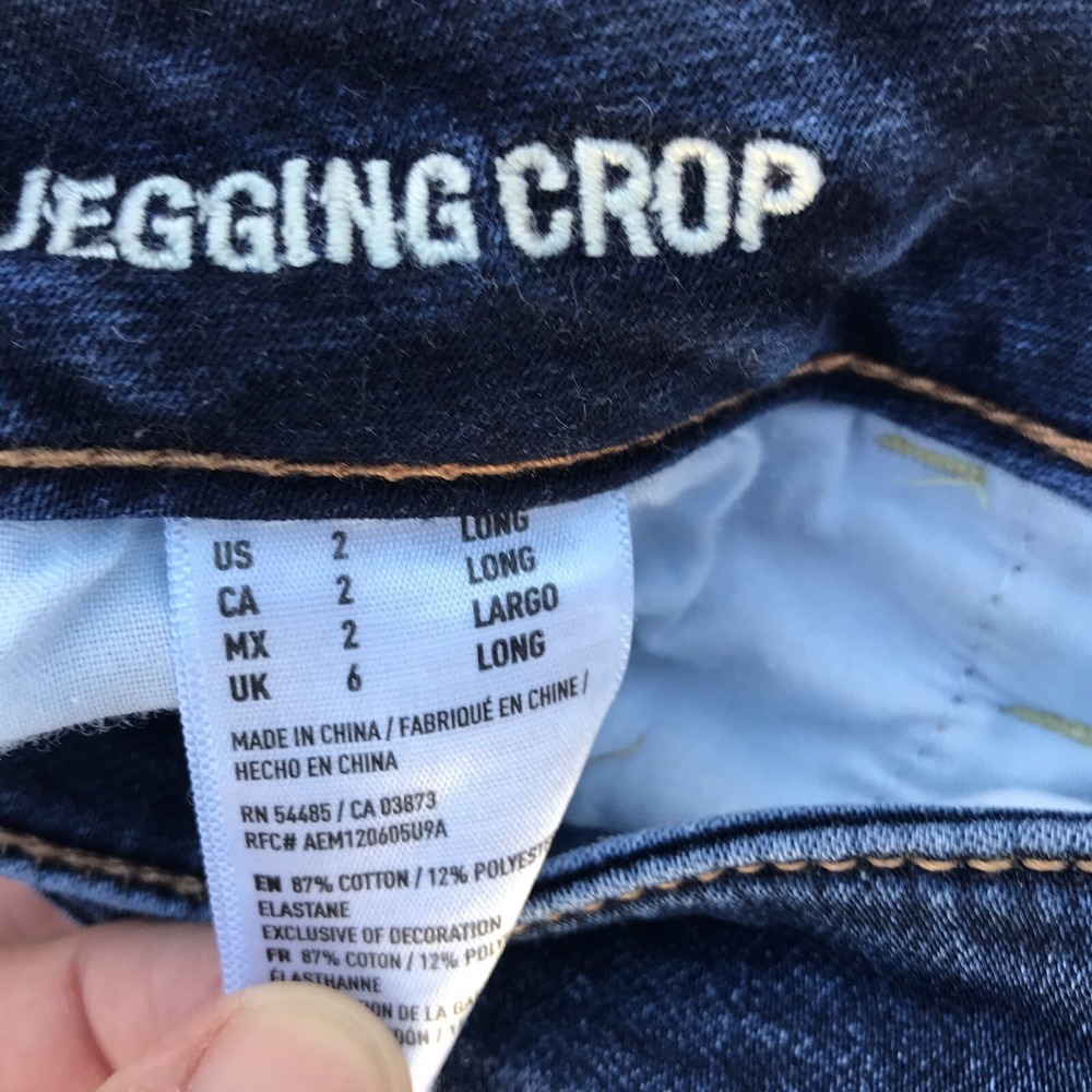 American Eagle Jeans Jeggings Super Stretch Crop Jeans Size 2 Long  LNC Dark - Picture 6 of 12